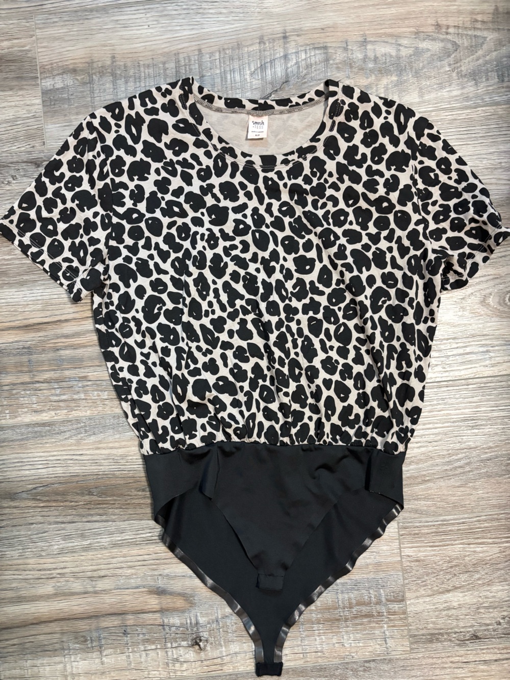 Smash + Tess Cream and Black Leopard Print Bodysuit